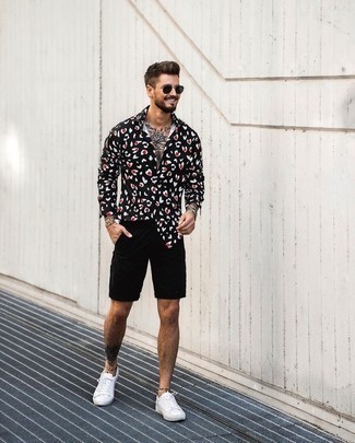 Black Print Long Sleeve Shirt Outfits For Men (37 ideas & outfits ...