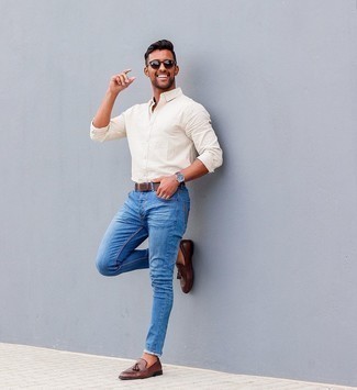 propietario atravesar Ondas Blue Skinny Jeans Outfits For Men (500+ ideas & outfits) | Lookastic