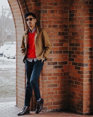 Red Sweater Vest Outfits For Men: 