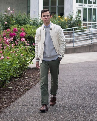 White Varsity Jacket Outfits For Men: 