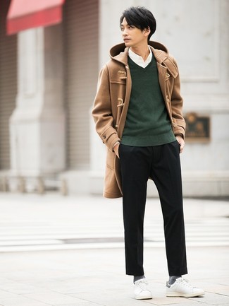 Camel Duffle Coat Outfits For Men: 