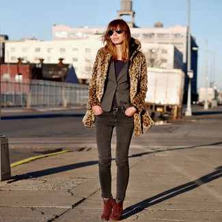 Charcoal Blazer Cold Weather Outfits For Women: 