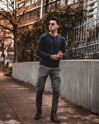 Grey Cargo Pants With Dark Brown Boots Outfits (23 Ideas & Outfits) |  Lookastic