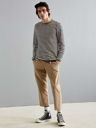 Distressed Stripe Long Sleeve T Shirt