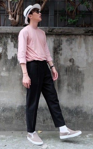 Pink Basic Long Sleeve T Shirt