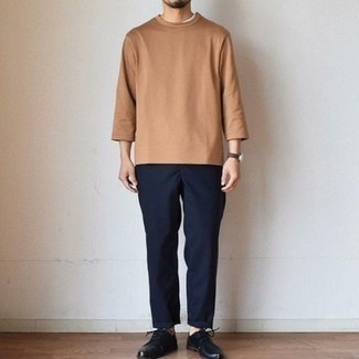 Brown Khaki Mechanism Long Sleeve T Shirt