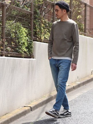 Oversized Layered Long Sleeve T Shirt In Grey