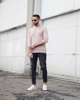 Rainbow Longsleeve pink casual look Fashion Shirts Longsleeves 