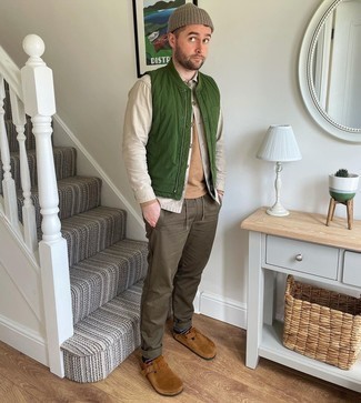 Green Gilet Outfits For Men: 