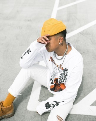 Off White Printed Long Sleeve T Shirt