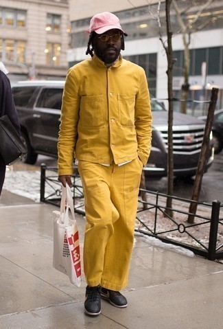 Mustard Shirt Jacket Outfits For Men: 