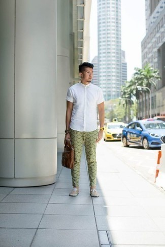 Mint Print Chinos Outfits: 