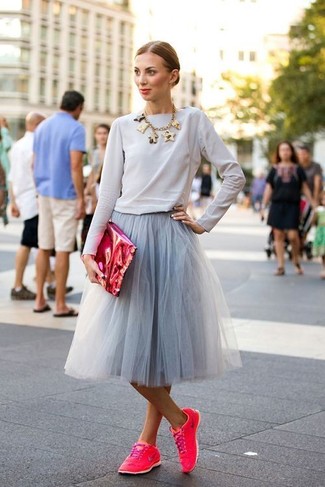Grey Full Skirt Hot Weather Outfits: 