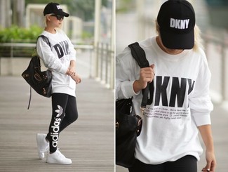 Black Print Cap Outfits For Women: 