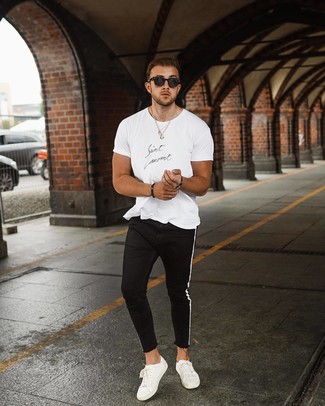 Black and White Skinny Jeans Outfits For Men: 