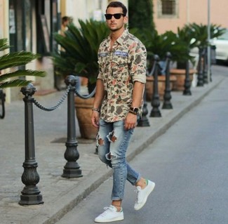 Blue Skinny Jeans Outfits For Men: 