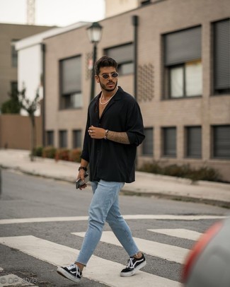 Black Long Sleeve Shirt Outfits For Men: 
