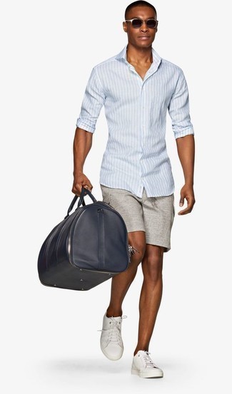 Grey Sports Shorts Outfits For Men: 