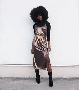 Gold Cami Dress Outfits: 