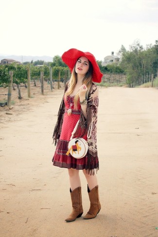 Red Polka Dot Casual Dress Outfits: 