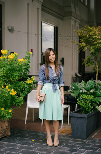 Green Pleated Midi Skirt Summer Outfits: 