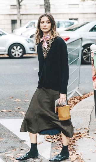 Olive Slit Midi Skirt Outfits: 