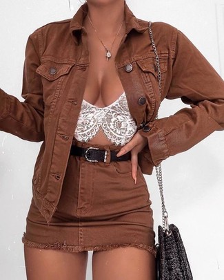 Brown Denim Jacket Outfits For Women: 