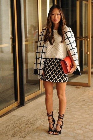 White and Black Check Varsity Jacket Outfits For Women: 