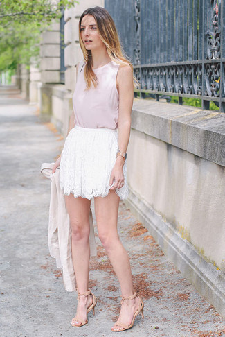 Beige Suede Heeled Sandals Outfits In Their 20s: 