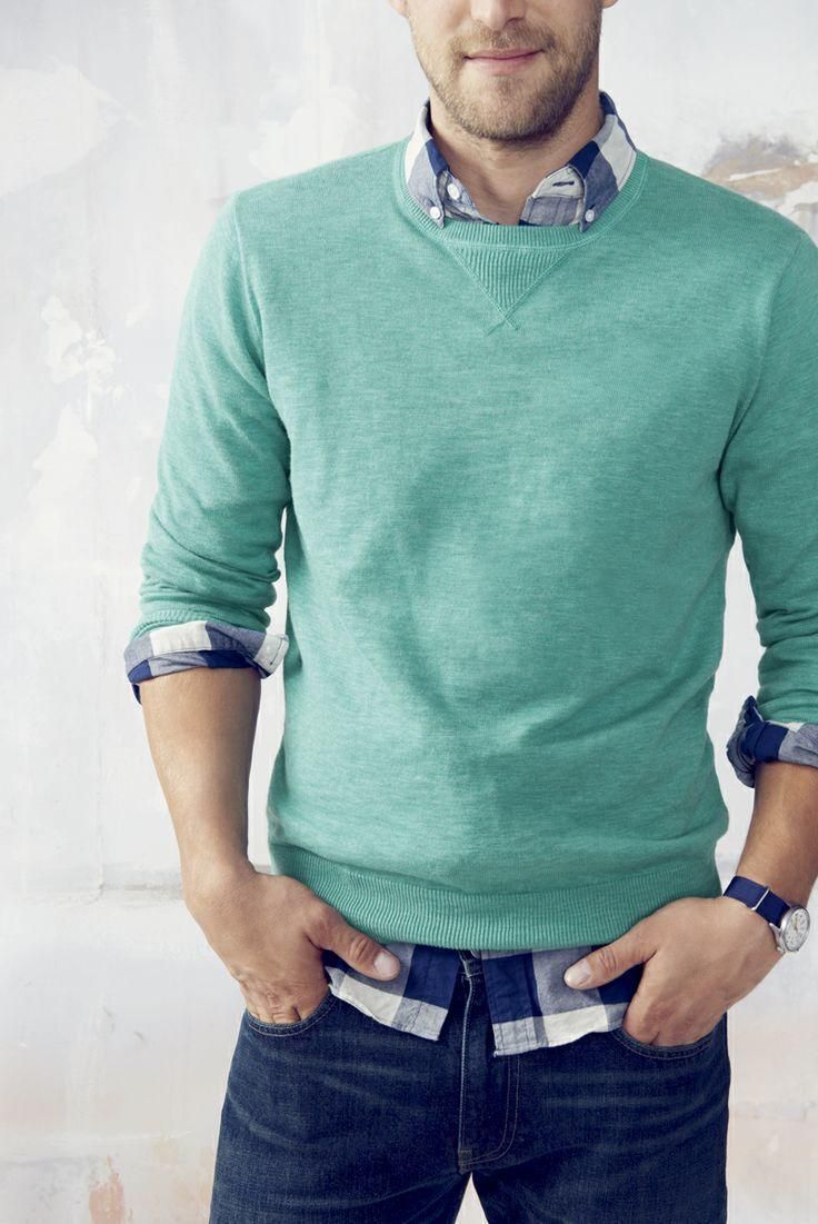 How to Wear a Mint Crew-neck Sweater (17 looks) | Men's Fashion