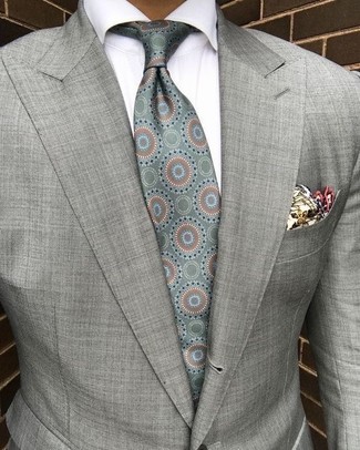 Beige Print Pocket Square Outfits: 