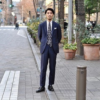 White and Navy Pocket Square Outfits: 