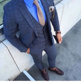 Navy Check Suit Outfits: 