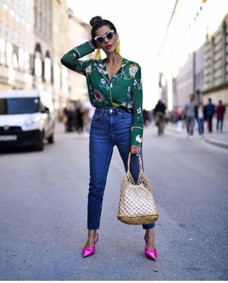 Floral Button Down Blouse Outfits: 