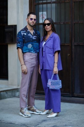 Light Violet Dress Pants Outfits For Men: 