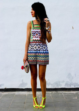 Multi colored Geometric Leather Clutch Outfits: 