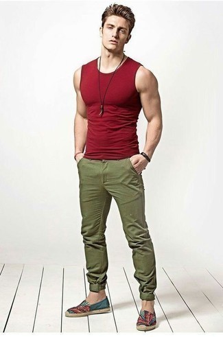 Red Tank Outfits For Men: 