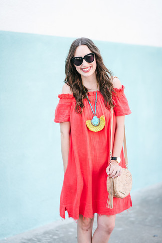 Red Off Shoulder Dress Outfits: 