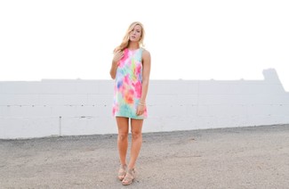Multi Shift Dress With Abstract Print