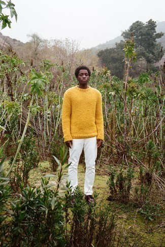 Jumper In Mustard With Crew Neck