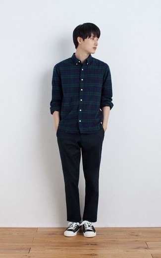 Navy And Green Oversized Oxford Shirt
