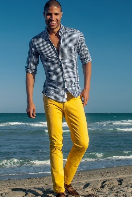 men's yellow jeans