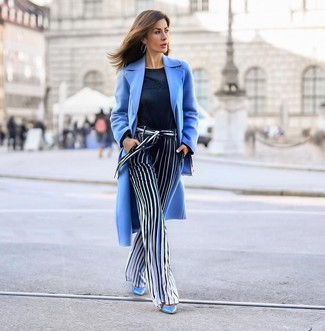 Light Blue Coat Outfits For Women: 