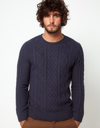 Cable Knit Crew Neck Sweater