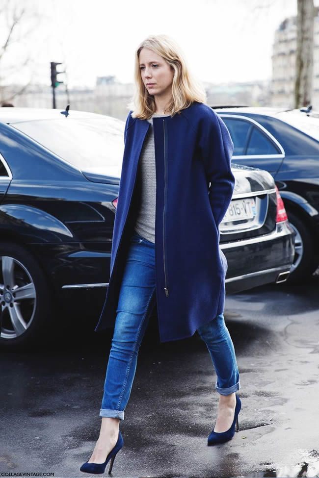 How To Wear Navy Pumps With a Navy Coat  Womens Fashion