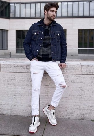 Denim Jacket In Skinny Fit With Studded Collar