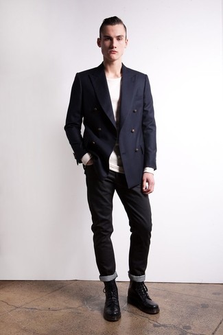 How To Wear a Blue Blazer With Black Jeans | Men&39s Fashion