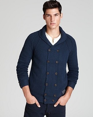 Blue Unstructured Double Breasted Wool Blazer