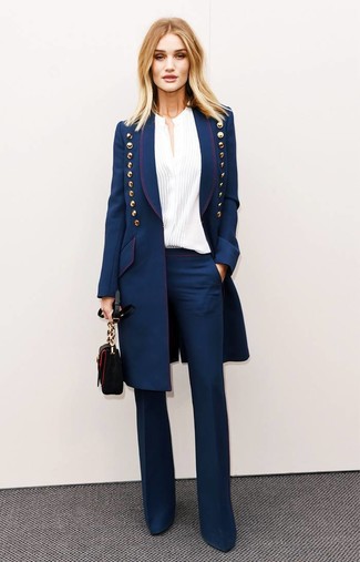 Navy Flare Pants Outfits: 