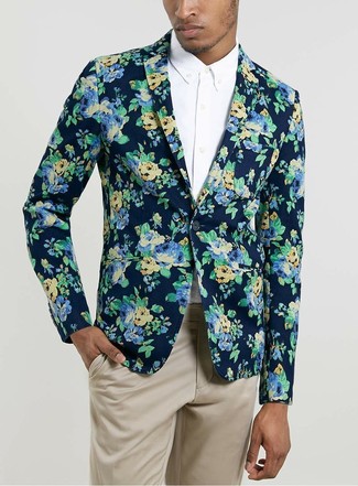 Moss London Suit Jacket In Turquoise Floral Jacquard